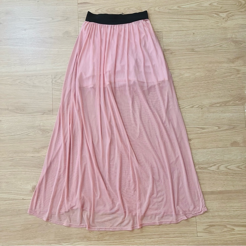 Jesse & J Pink/Black Mesh Maxi Skirt